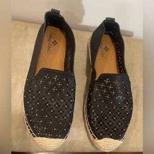 Patricia Nash Black Perforated Slip-On Shoes